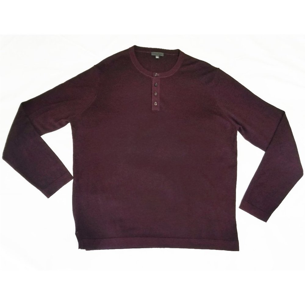 ZACHARY PRELL Mens Knightsbridge Henley Wool Cashmere Henley Dark Burgundy L